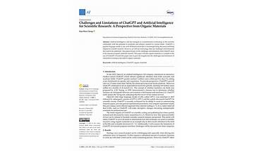 AI, Vol. 4, Pages 401-405: Challenges and Limitations of ChatGPT and Artificial Intelligence for Scientific Research: A Perspective from Organic Materials